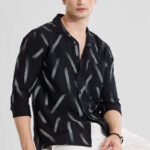 Black Abstract Regular Fit Shirt