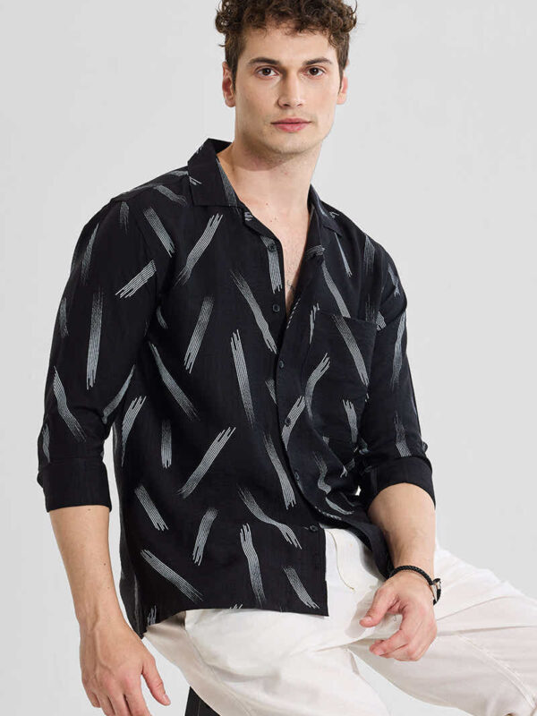 Black Abstract Regular Fit Shirt