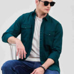 Dark Green Solid Slim Fit Shirt