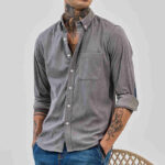 Grey Solid Regular Fit Shirt