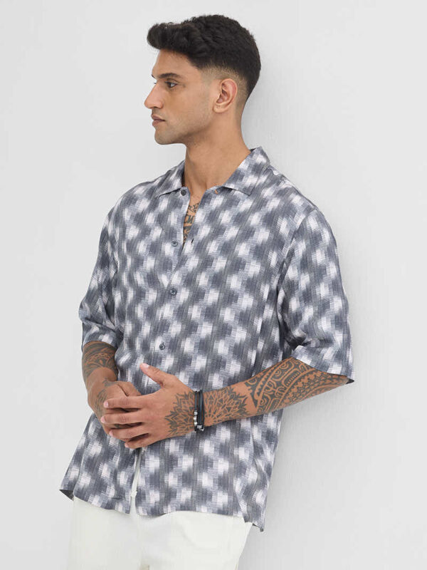 Grey Abstract Relaxed Fit Shirt